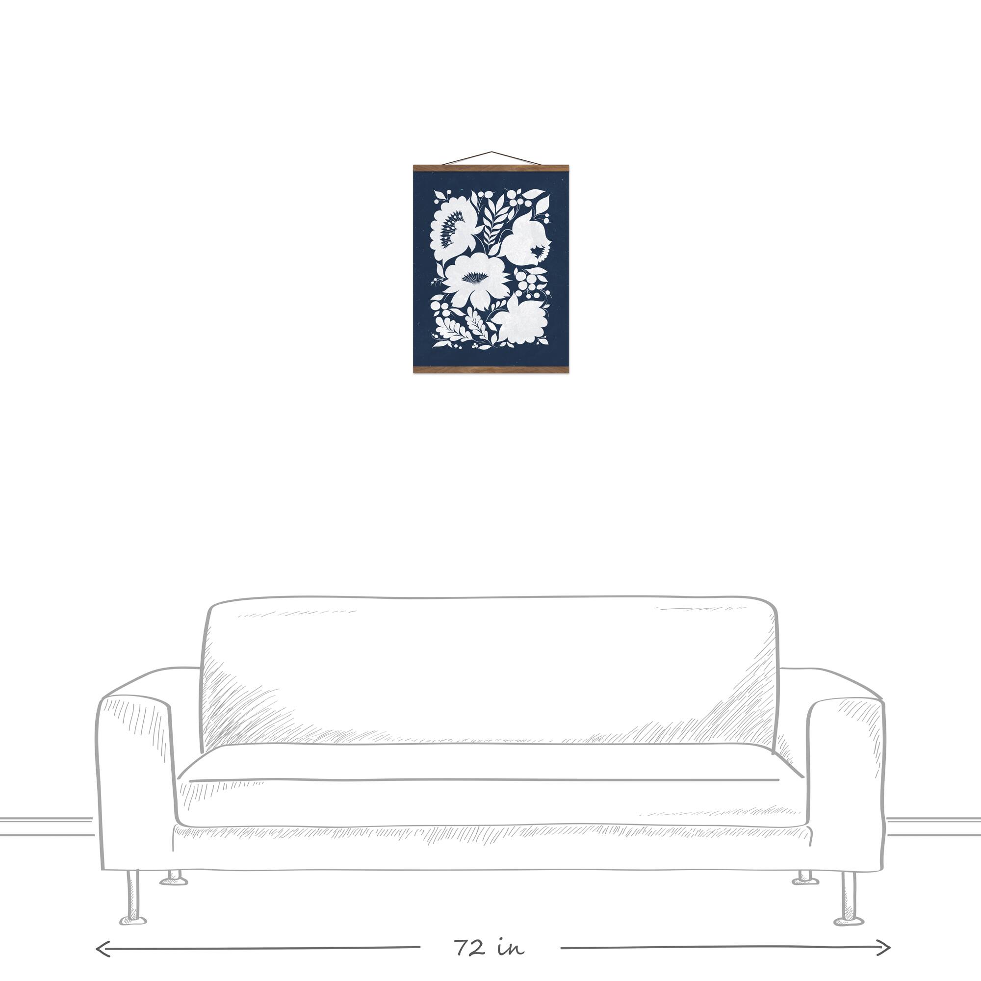 Ukrainian Floral Pattern 16" x 20" Teak Hanging Canvas